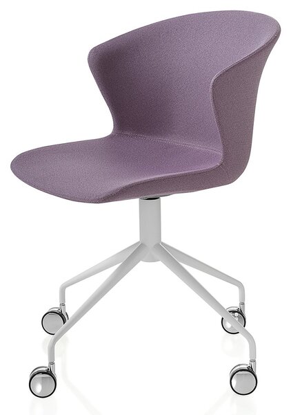 Kicca lemn masiv Plus – Scaun pivotant cu 4 picioare pe roti complet tapitat