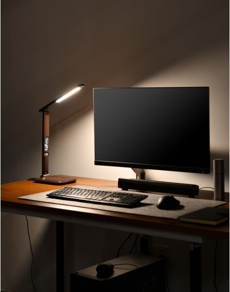 Brilagi-LED Lampă reglabilă cu încărcare wireless REGINA LED/8,5W/230V maro