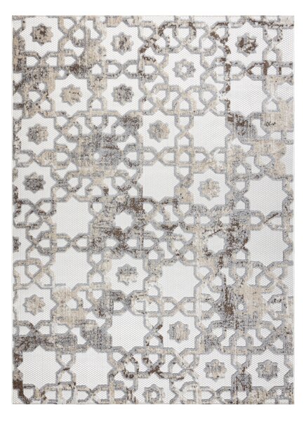 Covor Structural SOLE D3882 Ornament - țesute plate bej / gri
