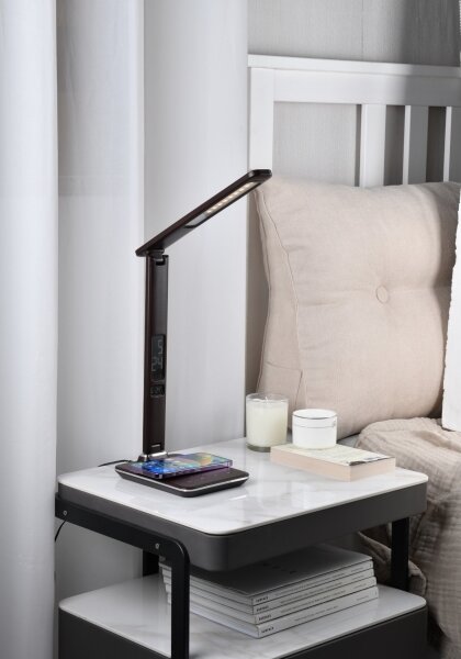 Brilagi-LED Lampă reglabilă cu încărcare wireless REGINA LED/8,5W/230V maro