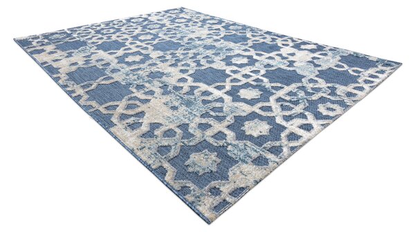 Covor Structural SOLE D3881 Ornament - țesute plate albastru / bej