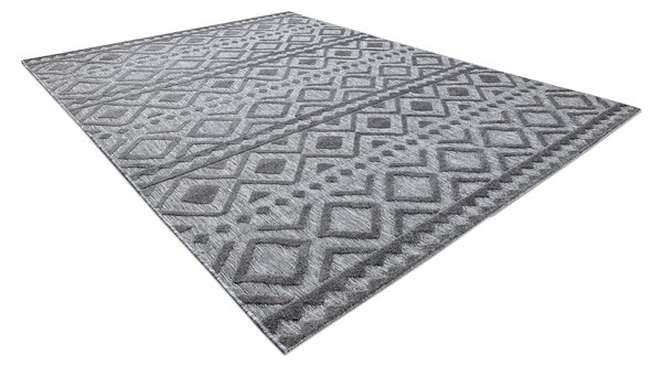 Covor Structural SOLE D3852 Boho, caro - țesute plate gri