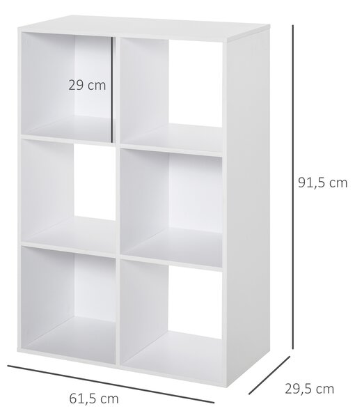 HOMCOM Biblioteca cu 6 Compartimente Cub Alba 91.5x29.5x61.5cm | Aosom Romania