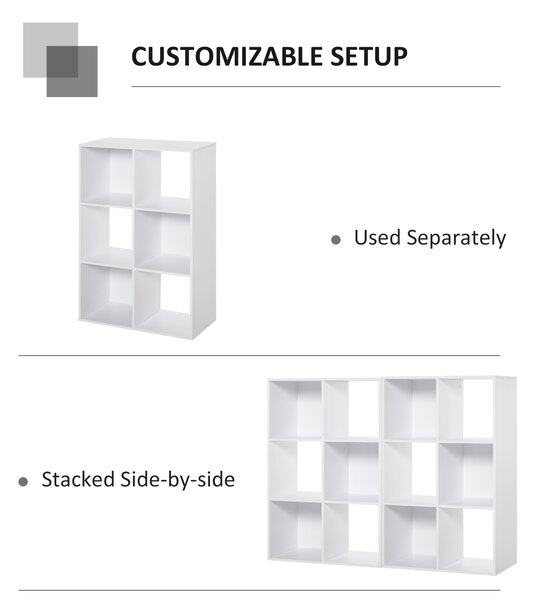 HOMCOM Biblioteca cu 6 Compartimente Cub Alba 91.5x29.5x61.5cm | Aosom Romania