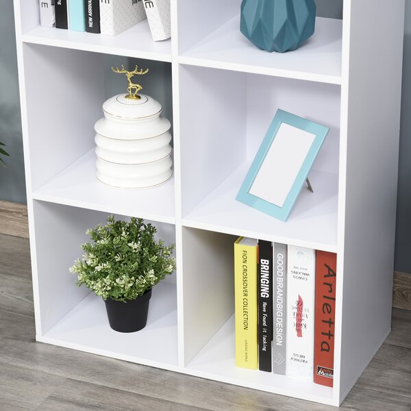 HOMCOM Biblioteca cu 6 Compartimente Cub Alba 91.5x29.5x61.5cm | Aosom Romania