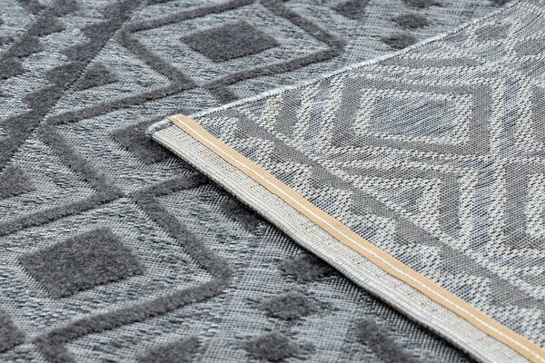 Covor Structural SOLE D3852 Boho, caro - țesute plate gri