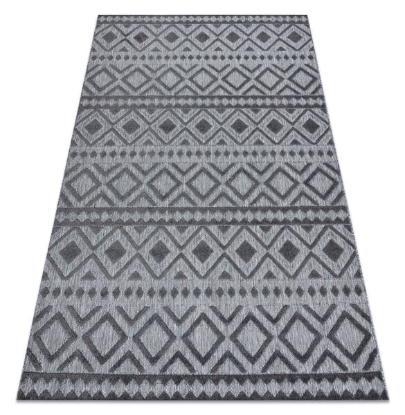 Covor Structural SOLE D3852 Boho, caro - țesute plate gri