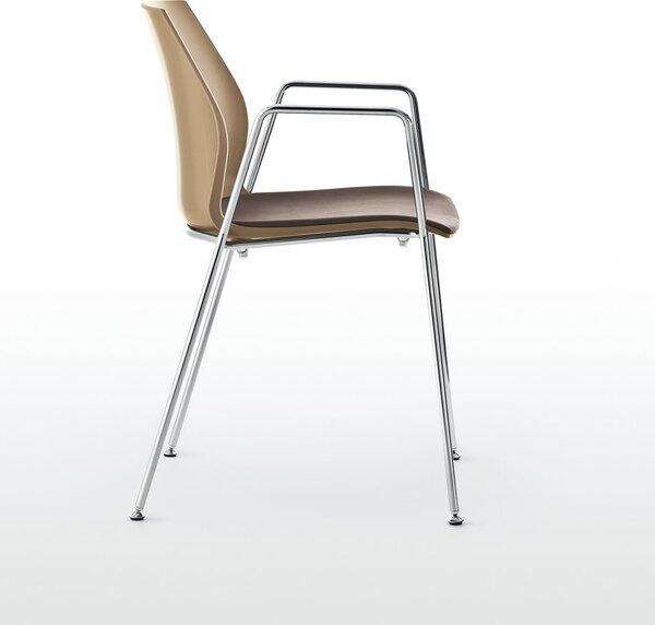 Scaun lemn masiv Kalea cadru fix cu 4 picioare din otel, 52 × 80 × 46 cm