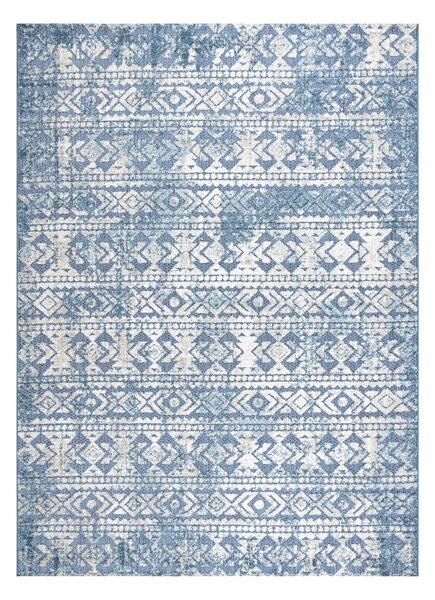 Covor Structural SOLE D3732 Aztec, caro - țesute plate albastru / bej