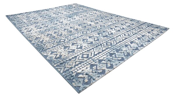 Covor Structural SOLE D3732 Aztec, caro - țesute plate albastru / bej