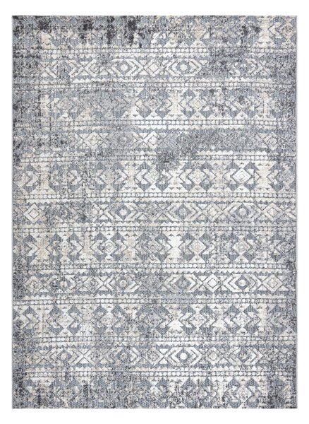 Covor Structural SOLE D3732 Aztec, caro - țesute plate gri / bej