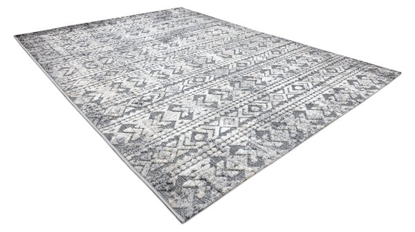 Covor Structural SOLE D3732 Aztec, caro - țesute plate gri / bej