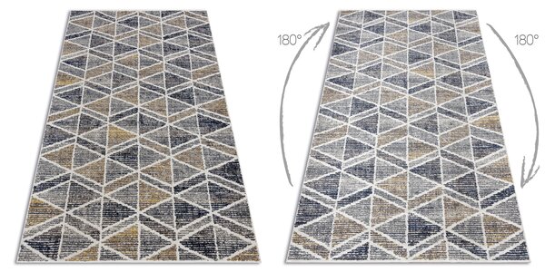 Covor modern MUNDO D7891 caro, triunghiurile 3D exterior gri / bej