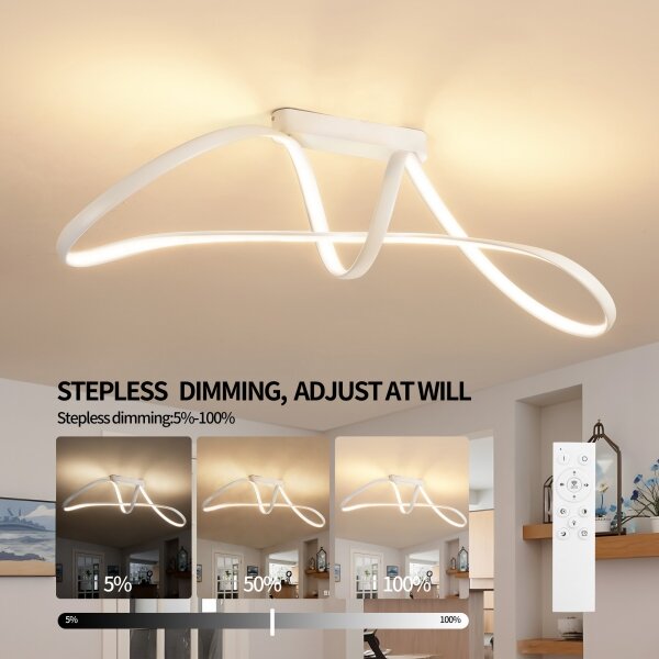 Brilagi-LED Plafonieră LED aplicată dimmabilă TWISTER 60W/230V 3000-6000K albă + telecomandă
