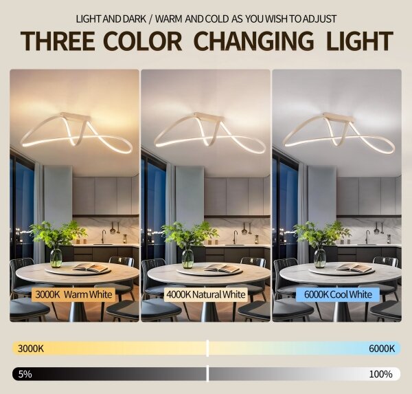 Brilagi-LED Lustră aplicată dimmabilă TWISTER LED/60W/230V 3000-6000K bej+telecomandă