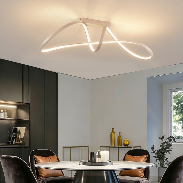 Brilagi-LED Lustră aplicată dimmabilă TWISTER LED/60W/230V 3000-6000K bej+telecomandă
