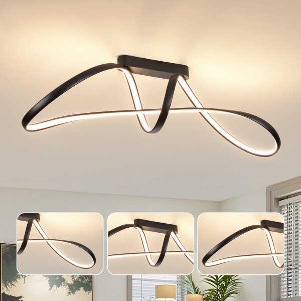 Brilagi-LED Lustră aplicată dimmabilă TWISTER LED/60W/230V 3000-6000K neagră + telecomandă