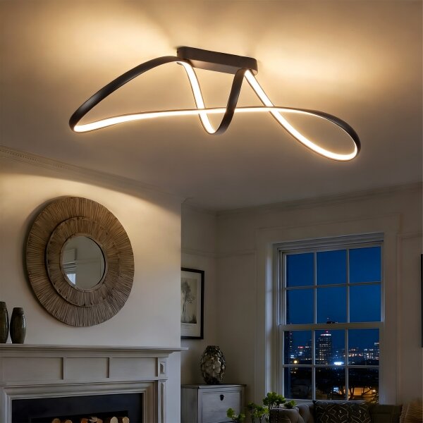 Brilagi-LED Lustră aplicată dimmabilă TWISTER LED/60W/230V 3000-6000K neagră + telecomandă