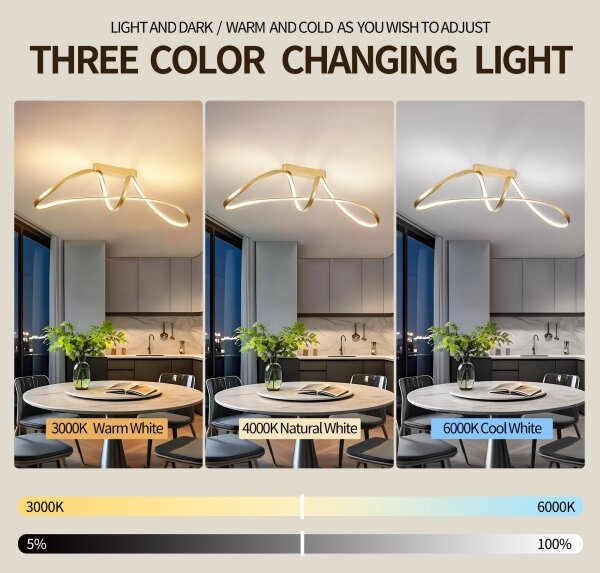 Brilagi-LED Lustră aplicată reglabilă TWISTER LED/60W/230V 3000-6000K auriu + telecomandă