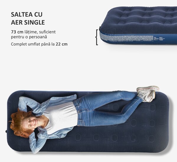 Outsunny Saltea cu aer individual cu pompă manuală, pat portabil | Aosom Romania