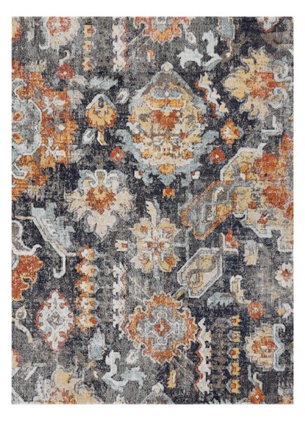 Covor modern MUNDO E0671 oriental vintage exterior negru / galben