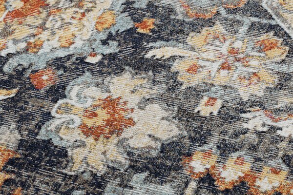 Covor modern MUNDO E0671 oriental vintage exterior negru / galben