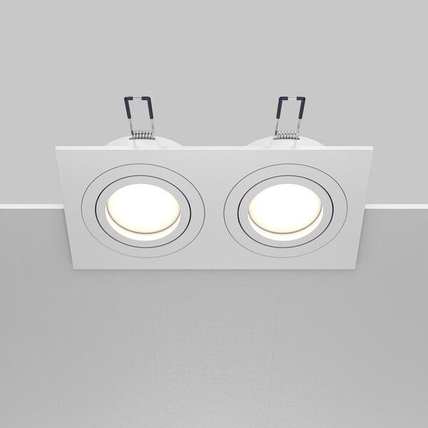 Maytoni lumină încastrată Atom, alb, 2 becuri, 17,5 x 9,2 cm, reglabil, Alb, Camera de zi / sufragerie, Aluminiu, Modern