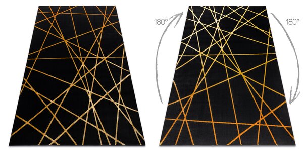Modern GLOSS covor 406C 86 stilat, glamour, art deco, geometric negru / aur