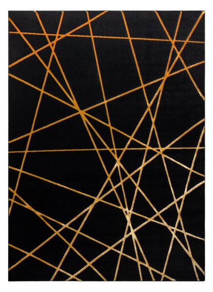 Modern GLOSS covor 406C 86 stilat, glamour, art deco, geometric negru / aur