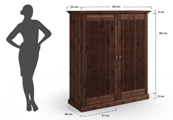 Bufet lemn masiv 2 usi Rosalia, 129 × 54 × 147 cm