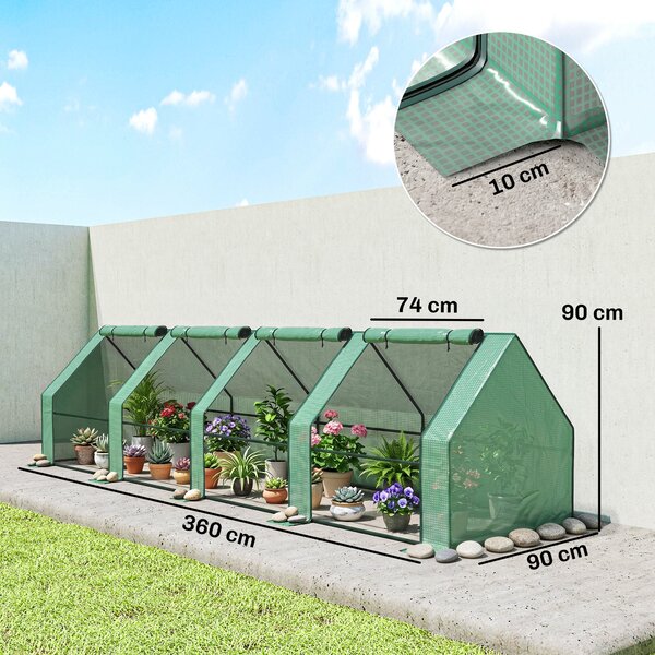 Outsunny Mini Seră Portable Tunel pentru Creșterea Plantelor și Florilor cu Uși Rulabile cu Fermoar, Verde | Aosom Romania