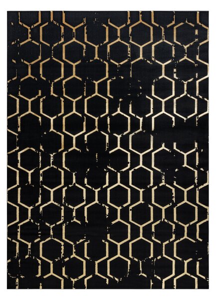 Modern GLOSS covor 407C 86 stilat, glamour, art deco negru / aur