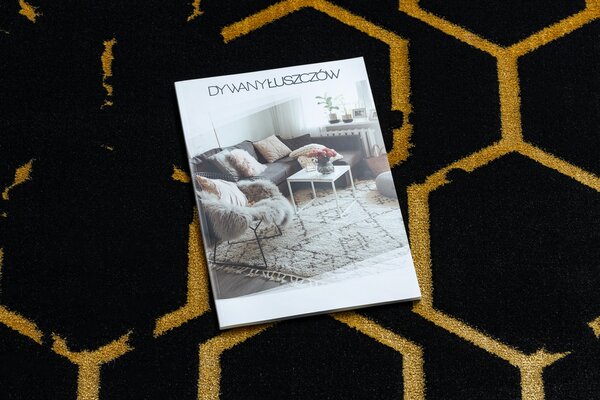 Modern GLOSS covor 407C 86 stilat, glamour, art deco negru / aur
