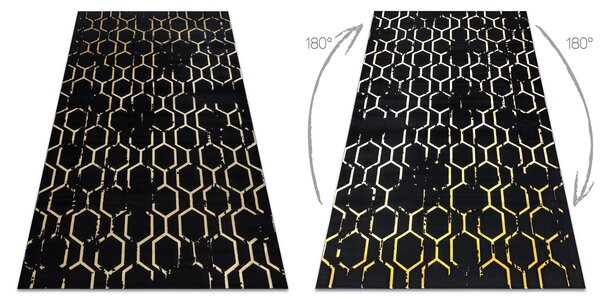 Modern GLOSS covor 407C 86 stilat, glamour, art deco negru / aur