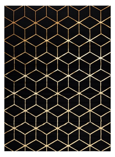 Modern covor 3D GLOSS 409C 86 Cub stilat, glamour, art deco negru / aur