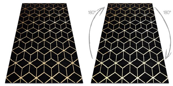 Modern covor 3D GLOSS 409C 86 Cub stilat, glamour, art deco negru / aur