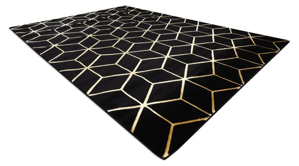Modern covor 3D GLOSS 409C 86 Cub stilat, glamour, art deco negru / aur
