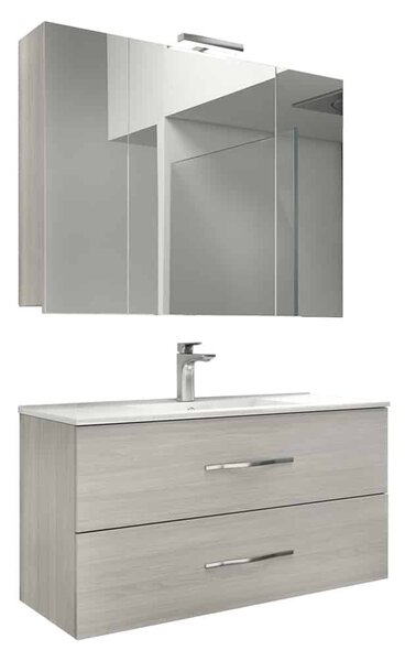 Set lemn masiv gri Mobilier Baie Suspendat Connor texturat 80 cm