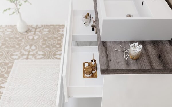 Set lemn masiv alb Mobilier Baie Carter Lucios