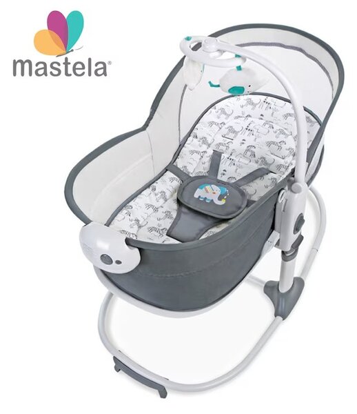 Leagan si Patut Multifunctional, MASTELA, 6-in-1 pentru Bebelusi, gri