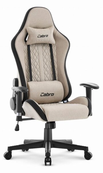Scaun de gaming CABRO C508 cu spătar reglabil până la 180° și cotiere 2D, capacitate maximă de încărcare 150 kg, bej