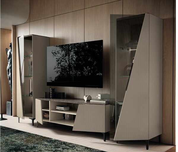 Comodă TV lemn masiv Fidia, 177,6 × 52 × 60,5 cm
