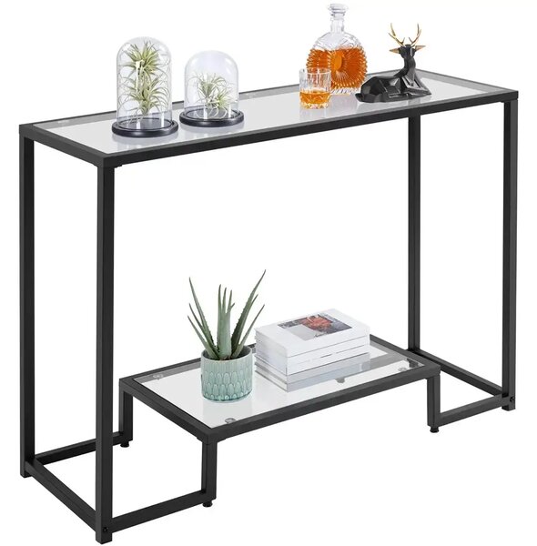 Consola Daria din sticla si metal culoare negru 100 cm