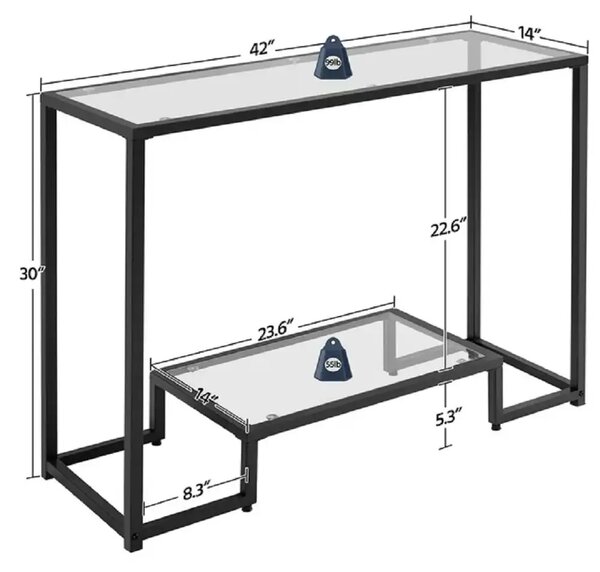 Consola Daria din sticla si metal culoare negru 100 cm