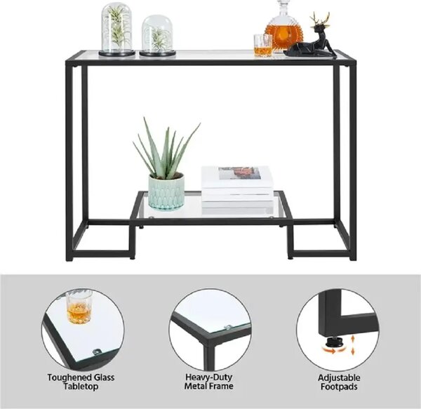 Consola Daria din sticla si metal culoare negru 100 cm
