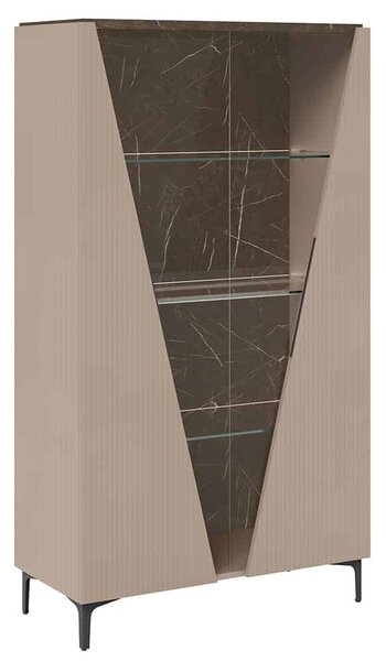 Vitrină lemn masiv Fidia 2 uși sticlă, 110 × 48 × 195,3 cm