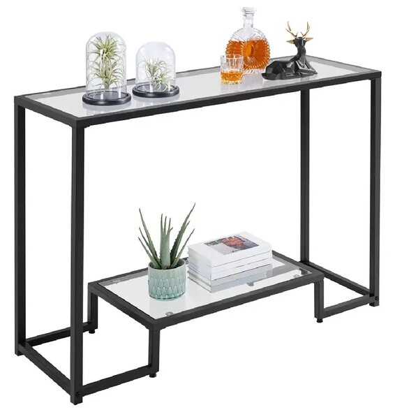 Consola Daria din sticla si metal culoare negru 100 cm