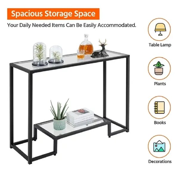 Consola Daria din sticla si metal culoare negru 100 cm