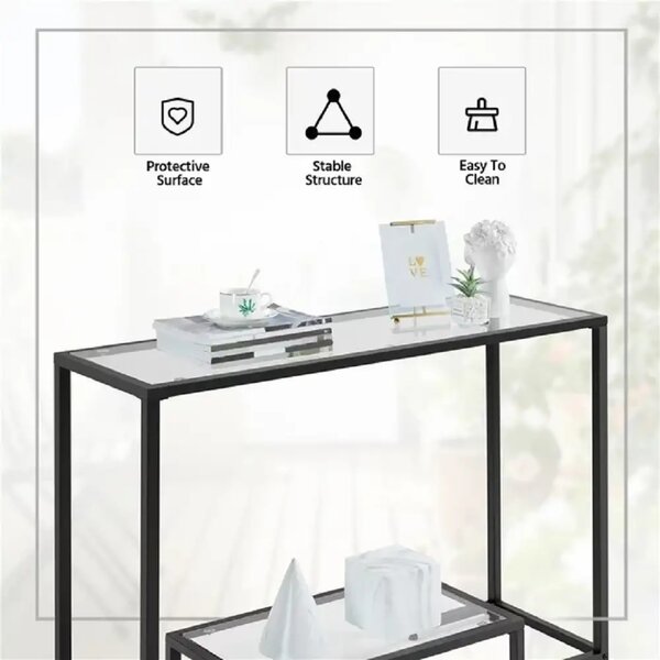 Consola Daria din sticla si metal culoare negru 100 cm