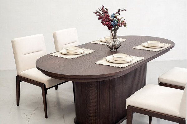 Set lemn masiv Dining Miami II Masa Ovala + 4 Scaune